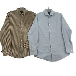 Mizzen+Main Leeward Mens Sz S Slim Fit Performance Dress Shirt 2 Pack Blue Brown